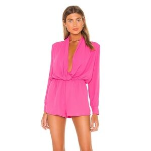 Superdown Kaycie Drape Neck Romper - Pink - XS
